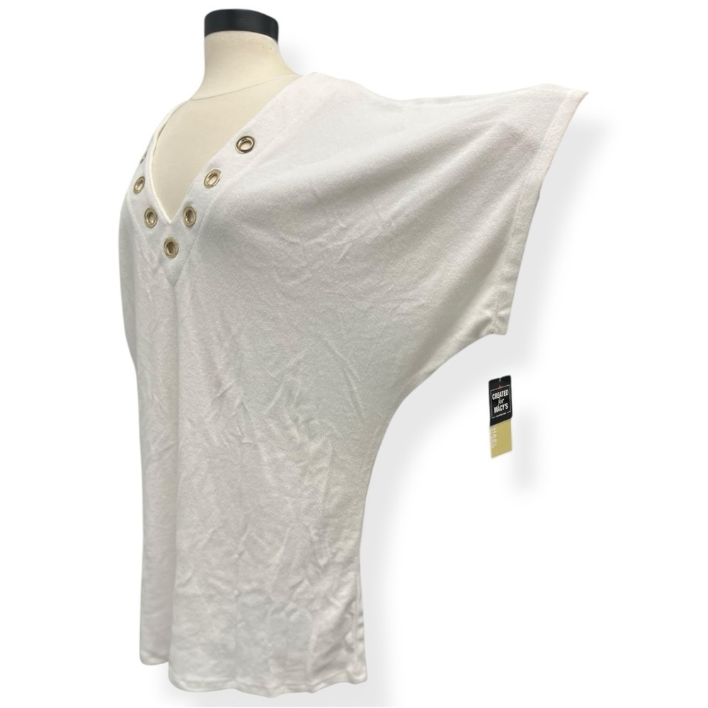 Michael Kors Terrycloth Oversize CoverUp White Tunic Shirt XS Old Money Prep NWT - Picture 3 of 7